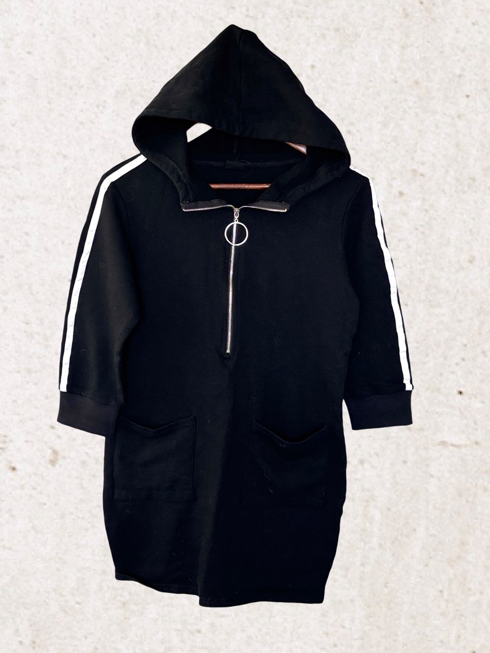 NUDE Black and White Hooded Jacket with Stripes